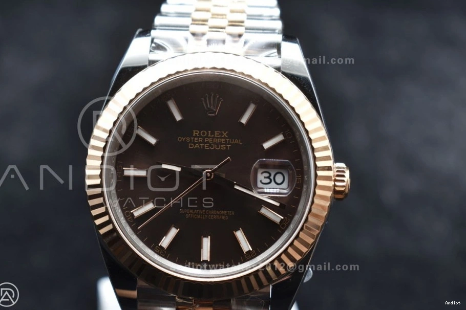 Best on RG 904L Steel Stick DateJust Edition Bracelet Brown SS Jubilee 41 1:1 Clean 126333 Dial VR3235 0601